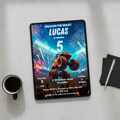 Monster Truck Party Invitations