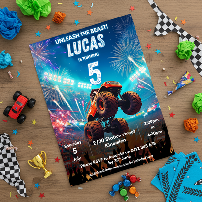 Monster Truck Party Invitations