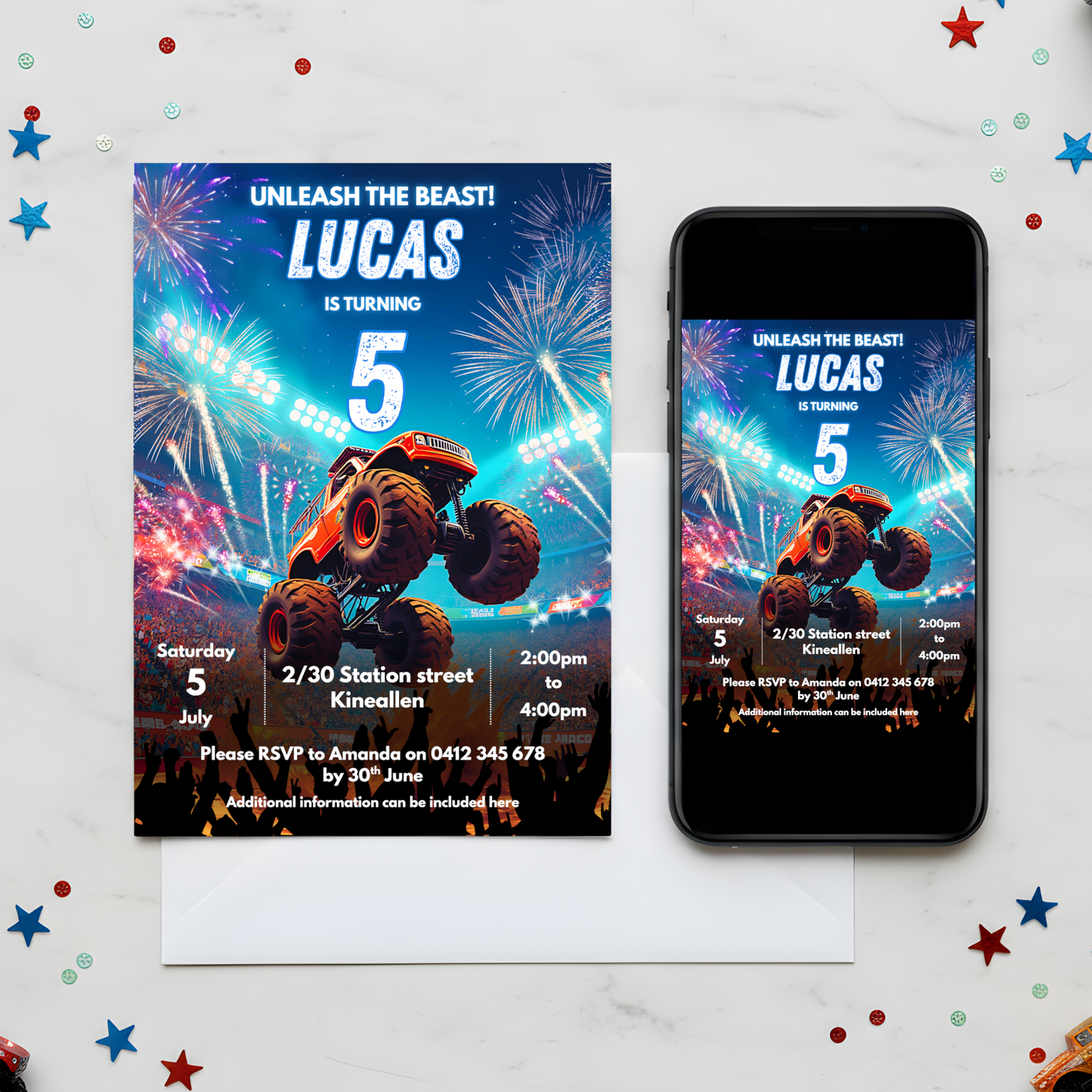 Monster Truck Party Invitations