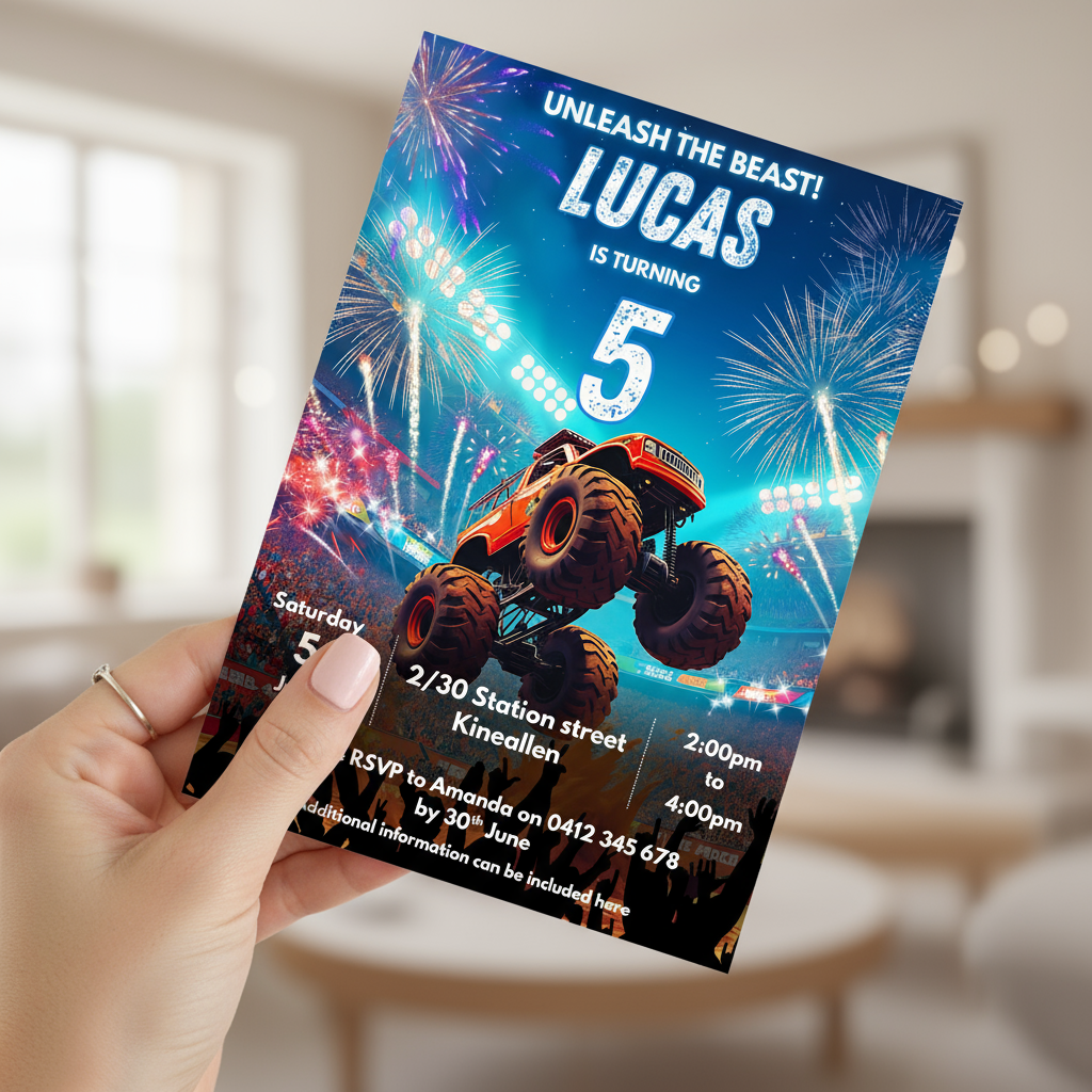 Monster Truck Party Invitations