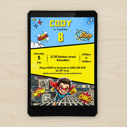 Super Hero Party Invitations