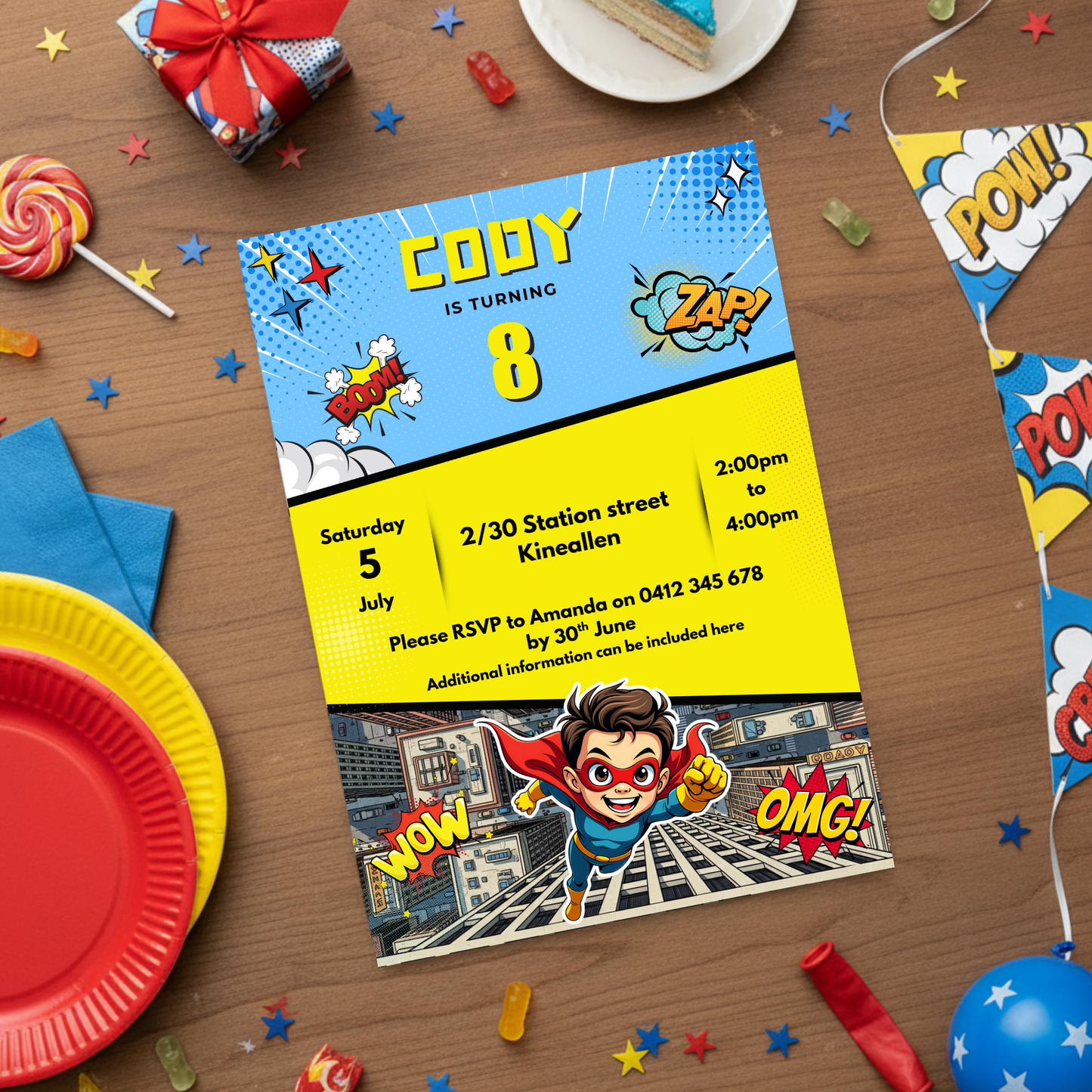 Super Hero Party Invitations
