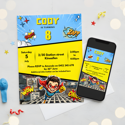 Super Hero Party Invitations