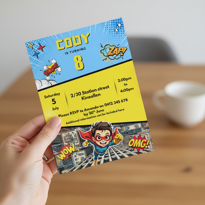 Super Hero Party Invitations