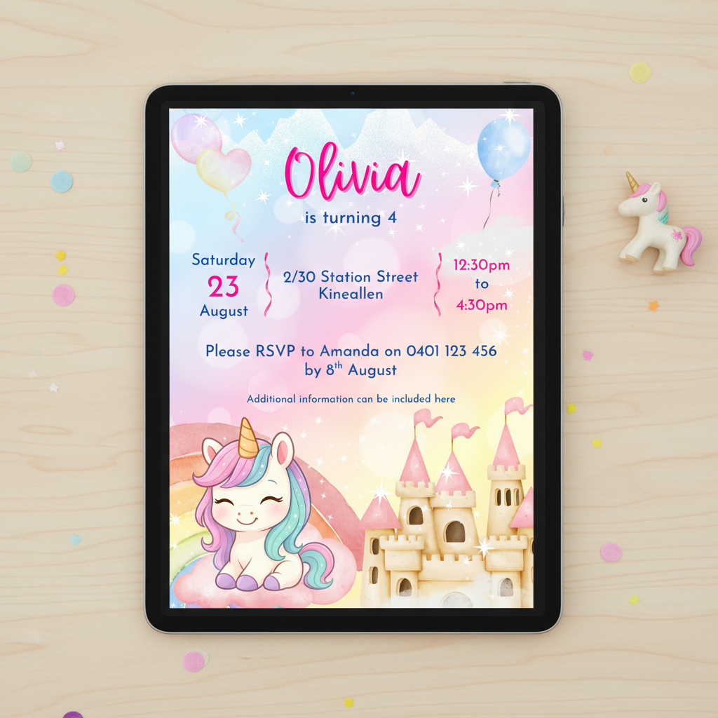 Unicorn Party Invitations