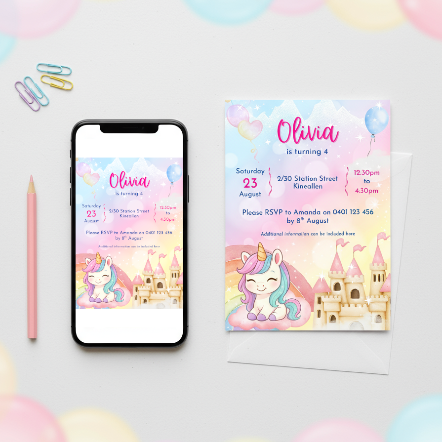 Unicorn Party Invitations