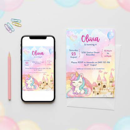 Unicorn Party Invitations