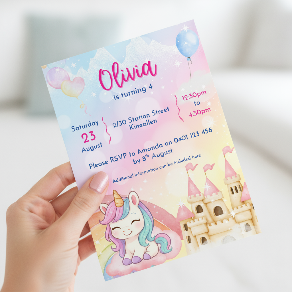 Unicorn Party Invitations