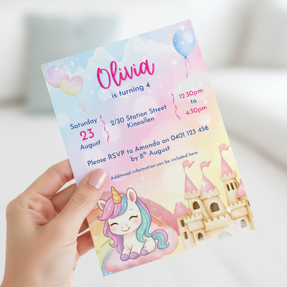 Unicorn Party Invitations